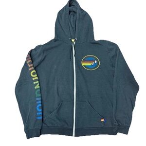 AVIATOR NATION LOGO ZIP HOODIE SIZE 2XL DARK GRAY